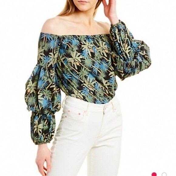 Tops - NEW Petersyn Lily Off The Should Long Sleeve Print Top, Medium, New With Tags